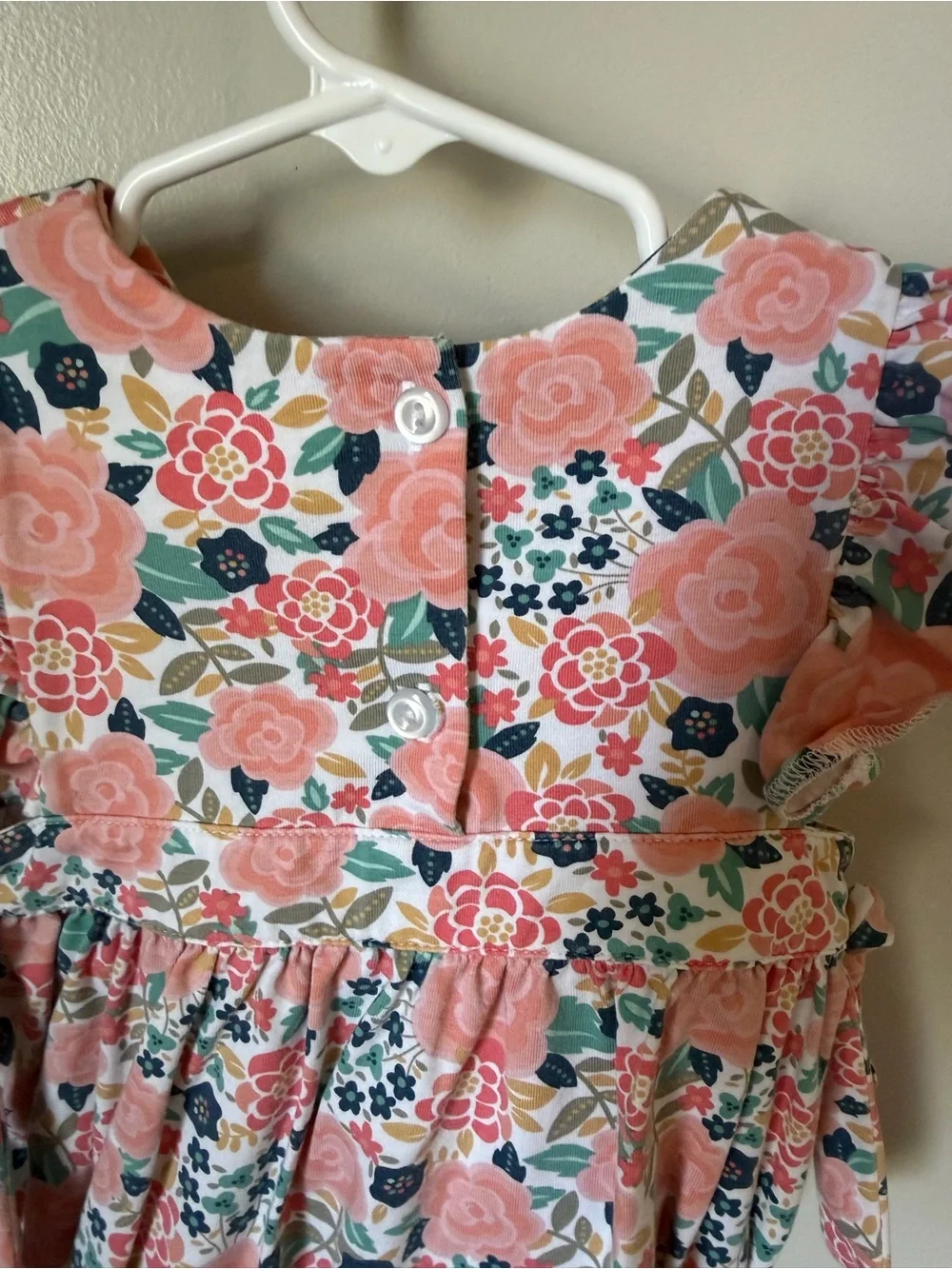 Banana Split Girls NB Pink Floral Bubble Romper Ruffle Sleeve Tie Sides